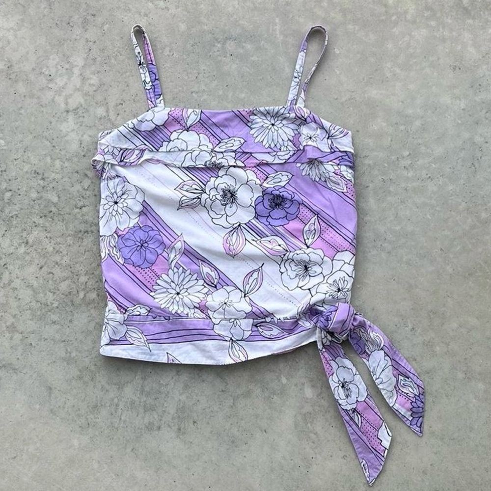 Lavender Floral Tie-Hem Cami Top - Women